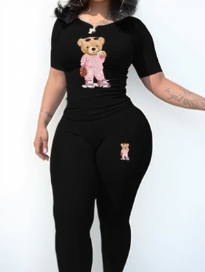 Cartoon Pattern Abstract Printed Pullover Pant Sets