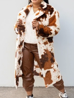 Leopard Polar Fleece Lapel Fluff Long Coats