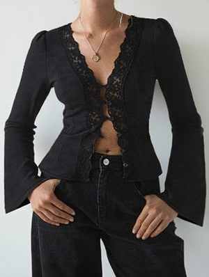 Bodycon Lace Detail Long Sleeve Cardigan