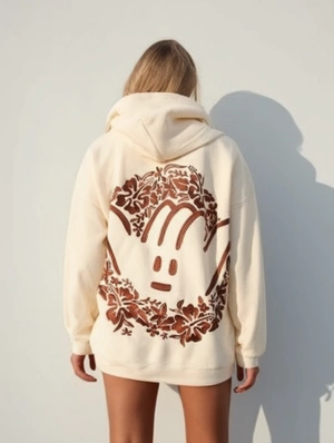 Floral Cartoon Embroidery Hooded Long Sleeve Sweatshirts