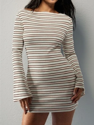 Colorblock Striped Long Sleeve Mini Dress