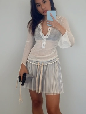 Pure Color See Through Single Breasted Knitting T-shirts