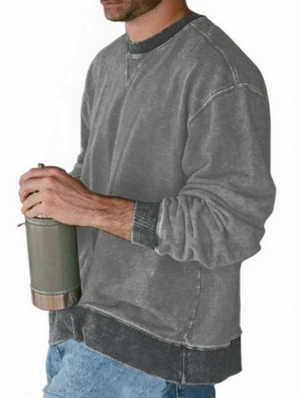 Pure Color Crewneck Long Sleeve Masculine Sweatshirt