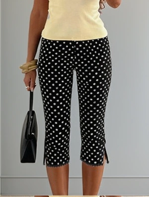 Polka Dots Pattern Print Capri Pants