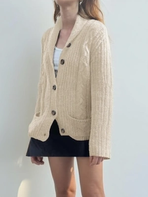 Cable Knit Loose Long Sleeve Cardigan  Coat
