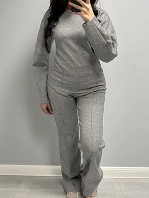 Straight Round Neck Long Sleeve Pant Sets