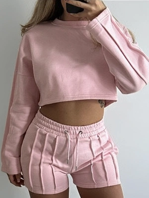 Pullover Solid Color Loose Pant Sets