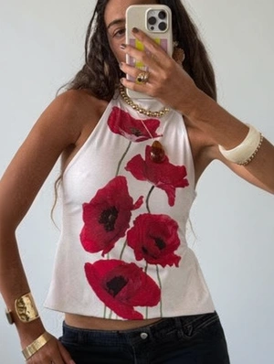  Irregular Pattern Print Bodycon Sleeveless Reversible T-shirts