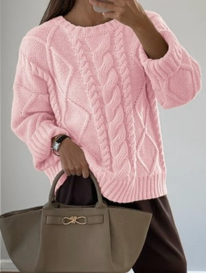 Pure Color Round Neck Long Sleeve Loose Sweater
