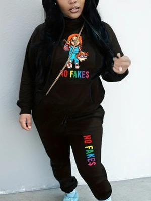 Cartoon Pattern Ankle-tied Long Sleeve Pant Sets