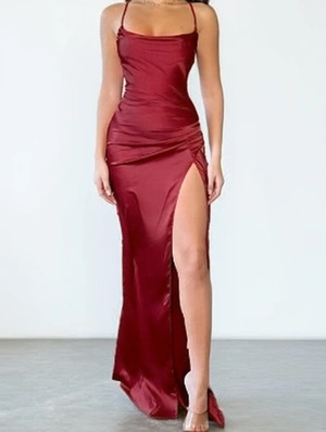Solid Color Split Hem European Sleeveless Dress