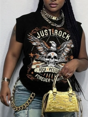 Eagle Skull Letter Printed Streetwear Tanks