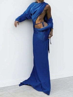 Irregular Hollow-out Backless Maxi Dress