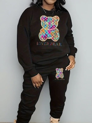 Cartoon Pattern Ankle-tied Elastic Waist Pant Sets