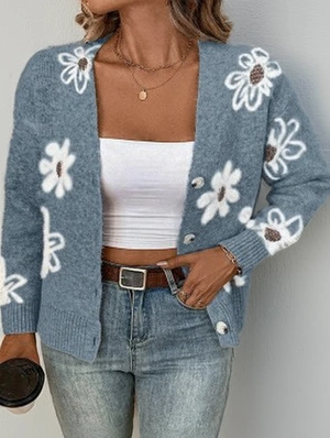 Embroidery Floral Leisure Long Sleeve Cardigan 