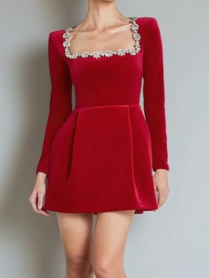 Pullover Splints Zipper Long Sleeve Dress