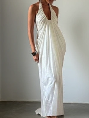 Pullover Ruched Backless Sleeveless Dress