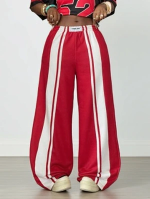 Colorblock Striped Trim Loose Wide Leg Pants