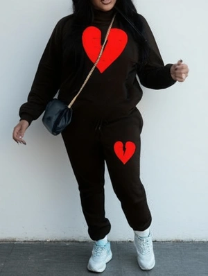 Heart Print Ankle-tied Pant Sets