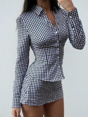 Plaid Fitted Low Rise Mini Skirt Sets