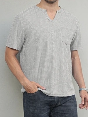 Pullover Pure Color V Neck Tee