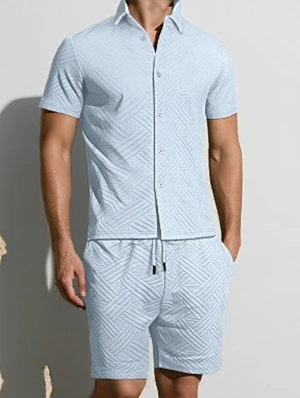 Drawstring Geometric Pattern Mid-rise Short Sets