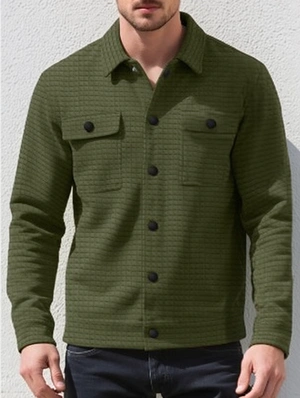 Jacquard Weave Pure Color Casual Shirts