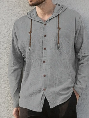 Drawstring Patchwork Hooded Shirts