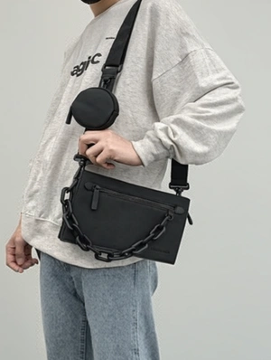Pure Color Geometric Chain Knitting Satchels