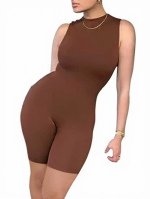 Plain Color Bodycon Sleeveless Rompers
