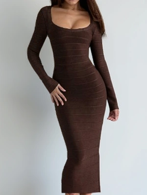 Pullover Pure Color Zipper Long Sleeve Dress