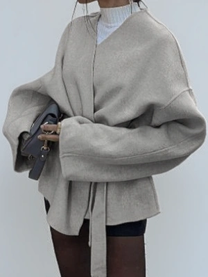 Lace Up Pure Color European Coats
