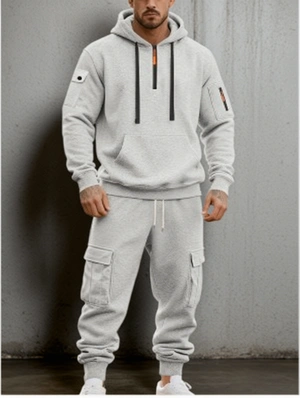  Multi Pocket Ankle-tied Long Sleeve Hooded Sets