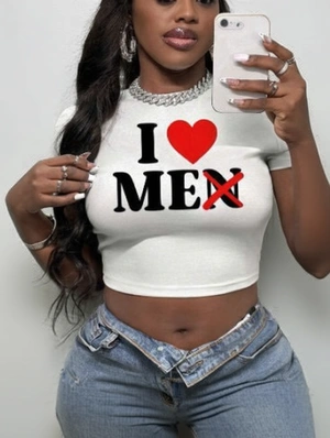 Letter Printed Bodycon Cropped Tops