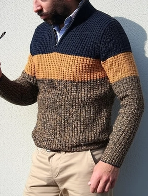 Striped Colorblock Loose Long Sleeve Sweater