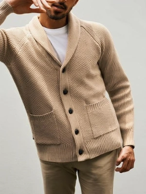 Single Breasted Knitting Lapel Long Sleeve Cardigan