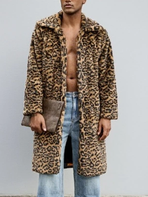 Leopard Fluff Loose Lapel Fur Topcoat