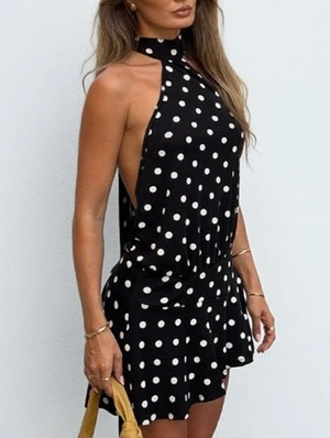 Dots Backless High Rise Sleeveless Dress