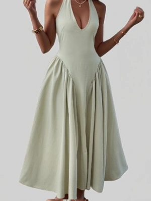 Halter Pure Color European Sleeveless Dress