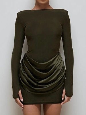 Ruched Long Sleeve Bodycon Mini Dress