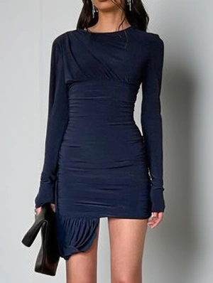 Irregular Ruched Bodycon Mini Dress