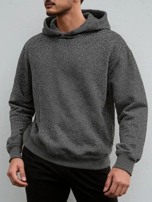 Jacquard Weave Pullover Hooded Hoodies Sweatshirt