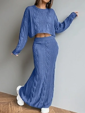 Twist Cable Knit Loose Sweater Skirt Sets