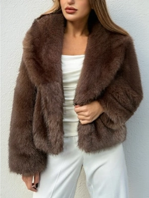 Plain Color Loose Lapel Fur Coats