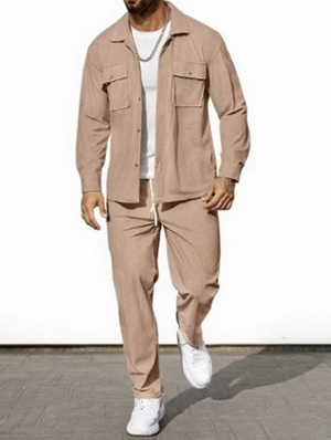 Drawstring Mid-rise Cardigan Long Sets