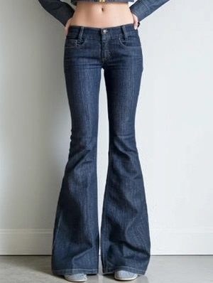 Pure Color Flare Leg Pocket Jeans
