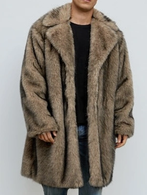Notch Lapel Streetwear Fur Long Coats