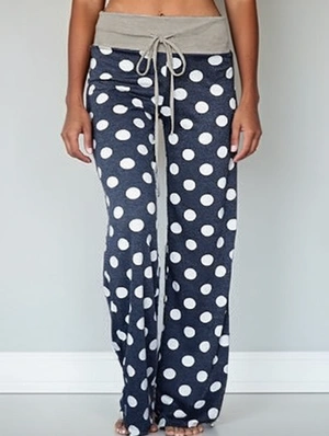 Contrast Color Dots Flare Leg Pants