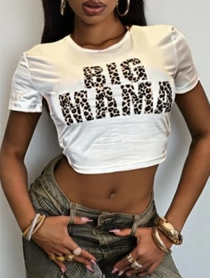 Leopard Letter Printed Baby Tee