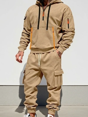 Chain Ankle-tied Kangaroo Pocket Long Sets
